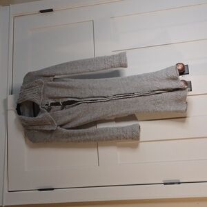 Womens feminine hand knit baby alpaca long flowing sweater